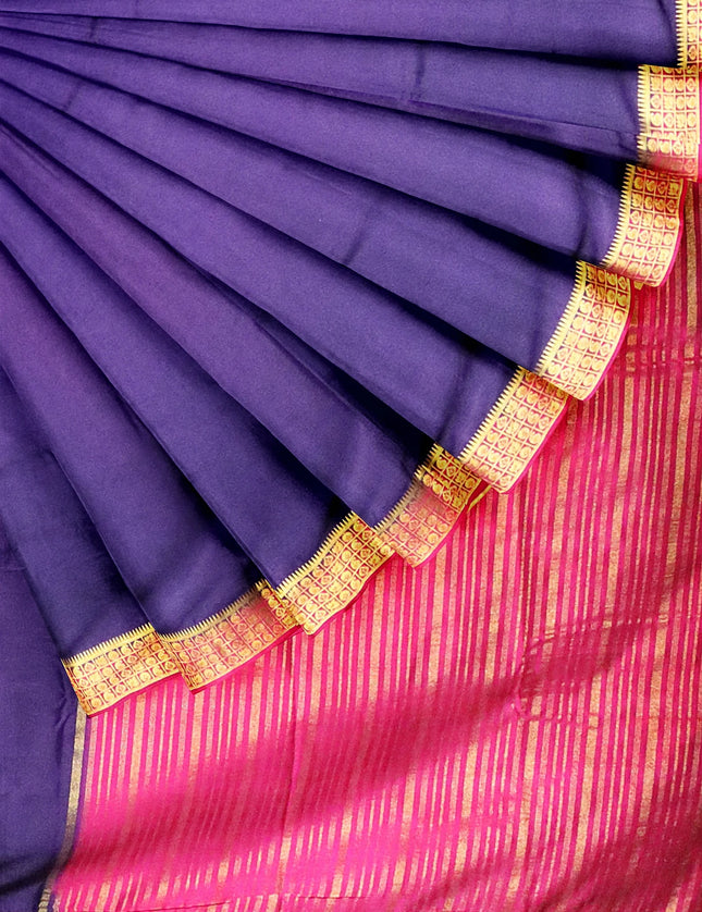 Crepe Fancy Contrast  Border 9 Yards Saree