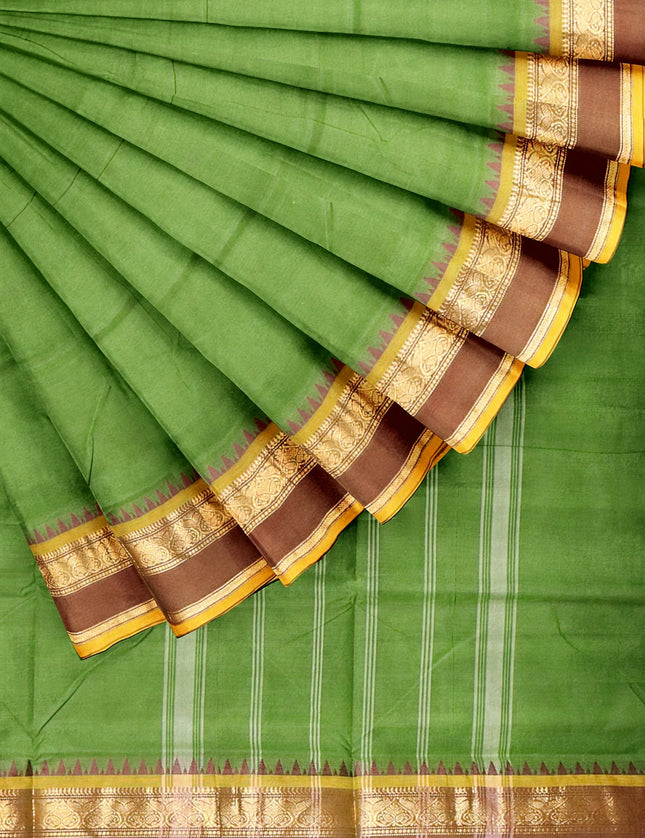 Jarigai Fancy Cotton Saree with contrast Jari Border 9 yards