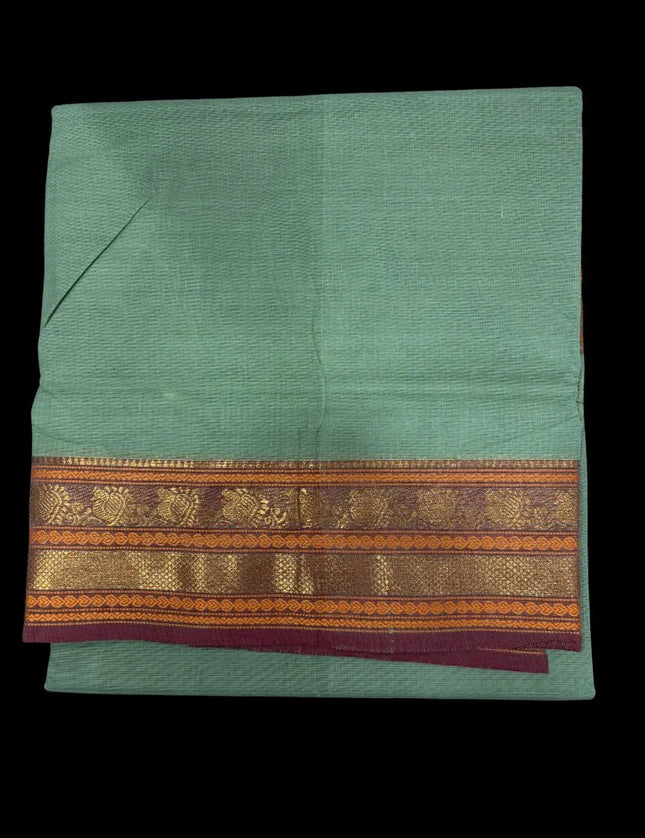 Jarigai Fancy Cotton Saree with contrast Jari Border 9 yards