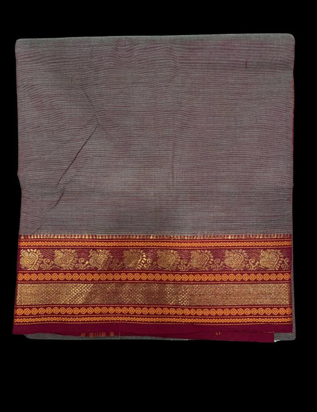 Jarigai Fancy Cotton Saree with contrast Jari Border 9 yards