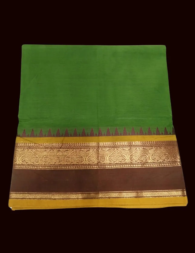 Jarigai Fancy Cotton Saree with contrast Jari Border 9 yards
