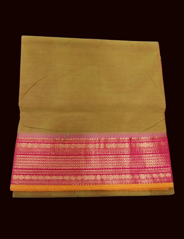 Jarigai Fancy Cotton Saree with contrast Jari Border 9 yards