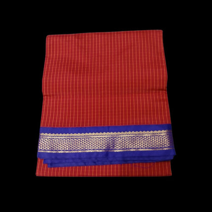KARISHMA SEMI SILK KORVAI BORDER SELF CHECKS RICH PALLU 9 YARDS SAREES