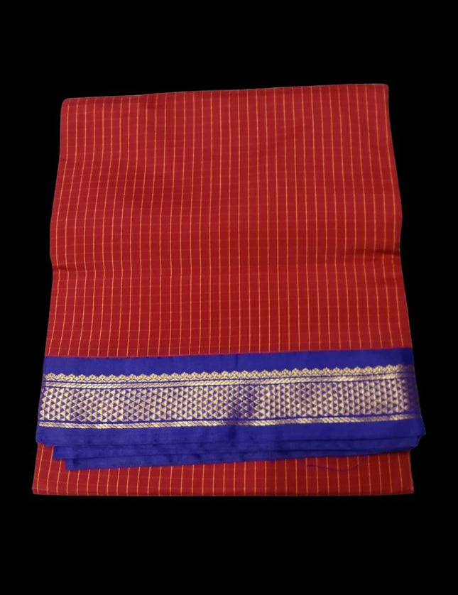 KARISHMA SEMI SILK KORVAI BORDER SELF CHECKS RICH PALLU 9 YARDS SAREES