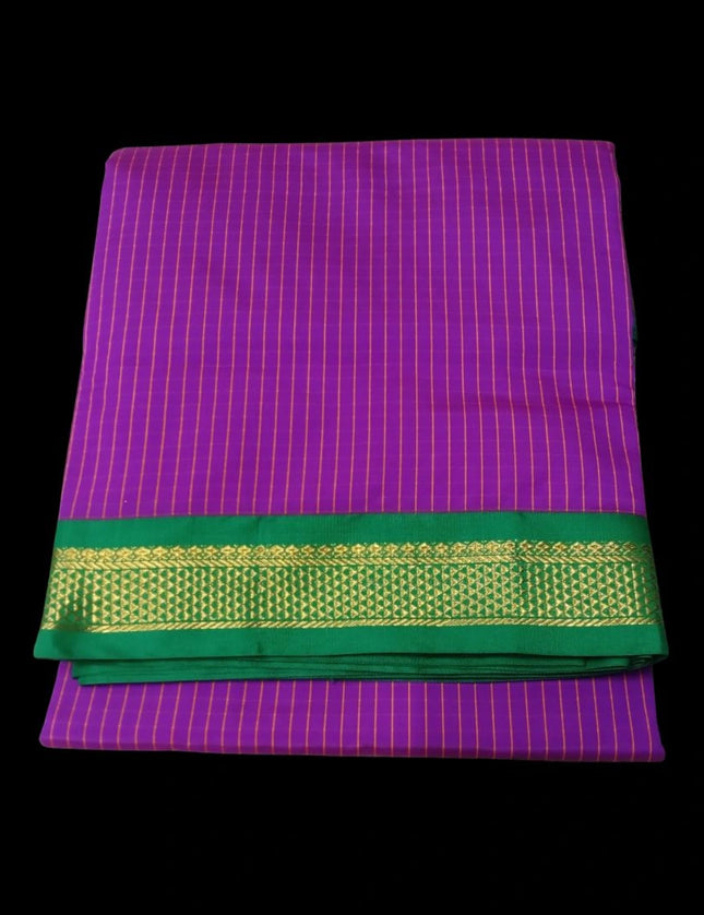 KARISHMA SEMI SILK KORVAI BORDER SELF CHECKS RICH PALLU 9 YARDS SAREES