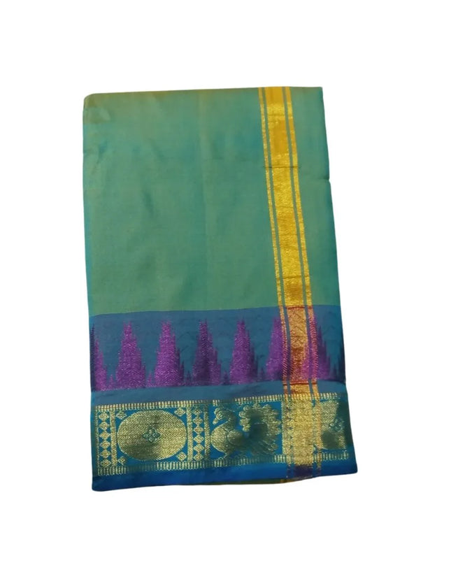 Karishma Art Silk Kids Dhoti With Angavastram-3M+2M