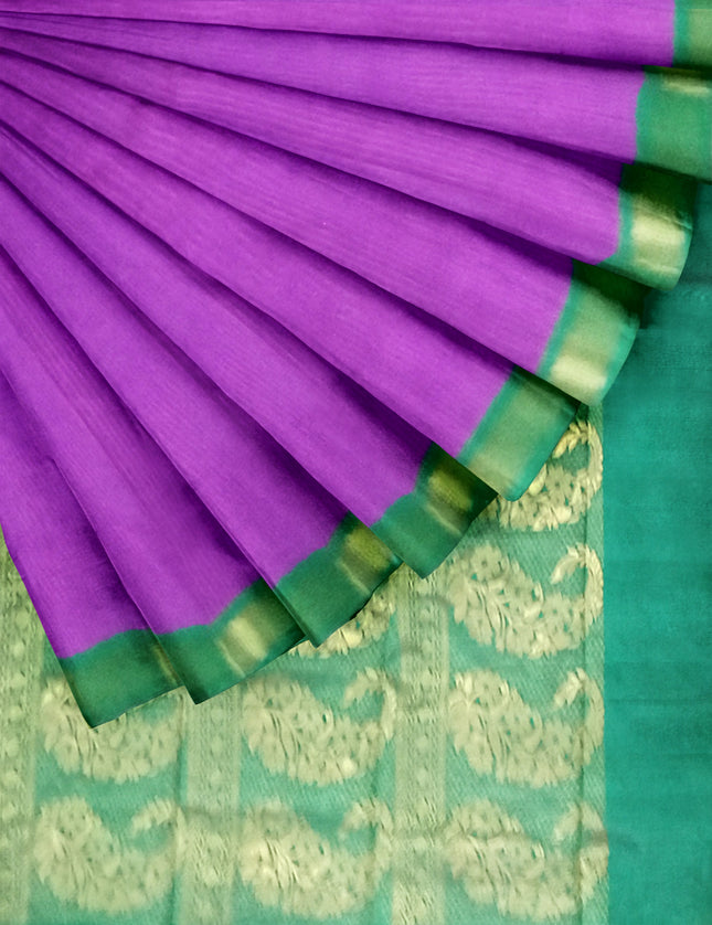 KARISHMA SEMI SILK KORVAI BORDER SELF CHECKS RICH PALLU 9 YARDS SAREES