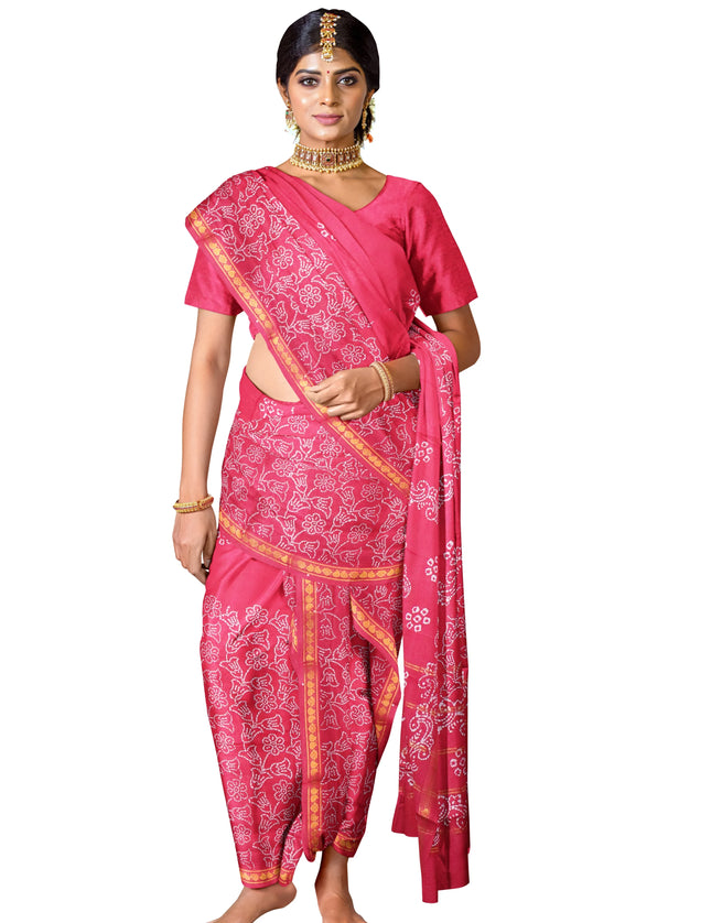 KT Half & Half Cotton Sarees with Jari Border 9 Yards Saree