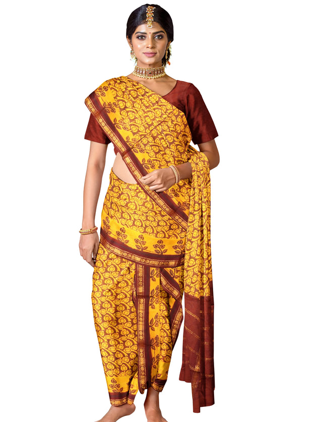 Madurai KT Reverse Printed 9 Yards Sarees