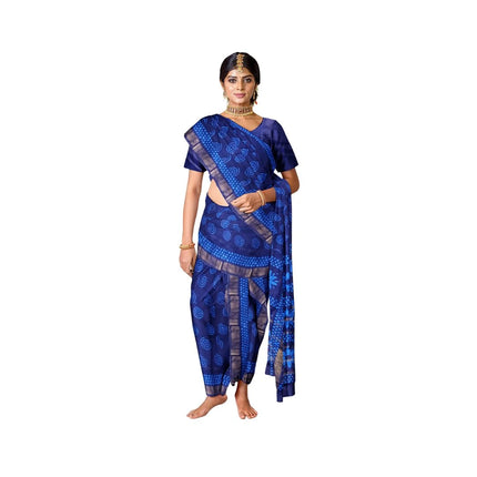 MADURAI MUL MUL COTTON BATIK WAX PRINTS JARI BORDER 9 YARDS SAREES