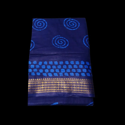 MADURAI MUL MUL COTTON BATIK WAX PRINTS JARI BORDER 9 YARDS SAREES