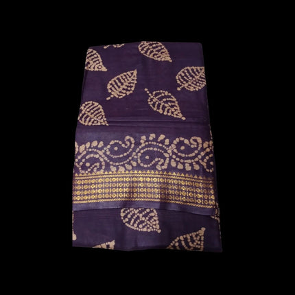 MADURAI MUL MUL COTTON BATIK WAX PRINTS JARI BORDER 9 YARDS SAREES