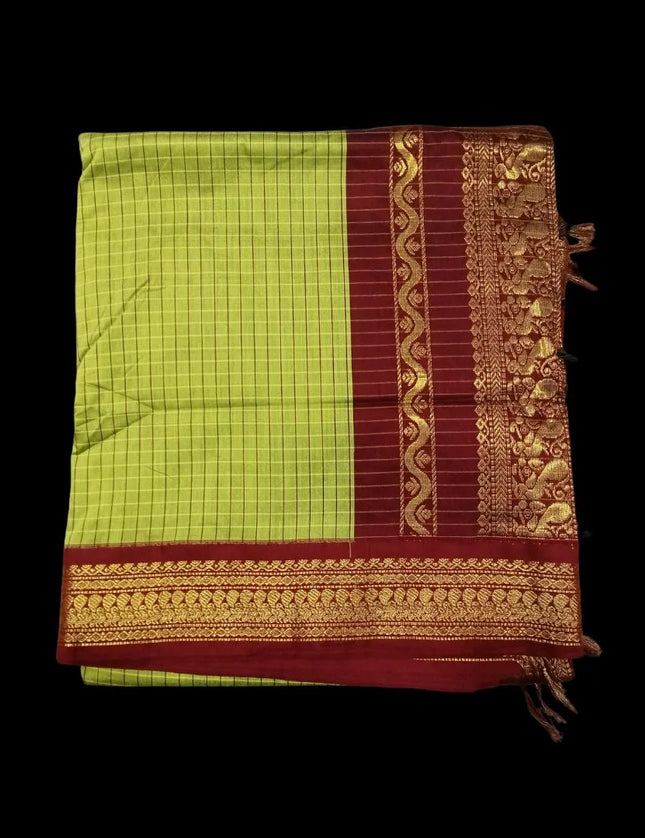 M C Kalyani Arni Checks 9 Yards Sarees