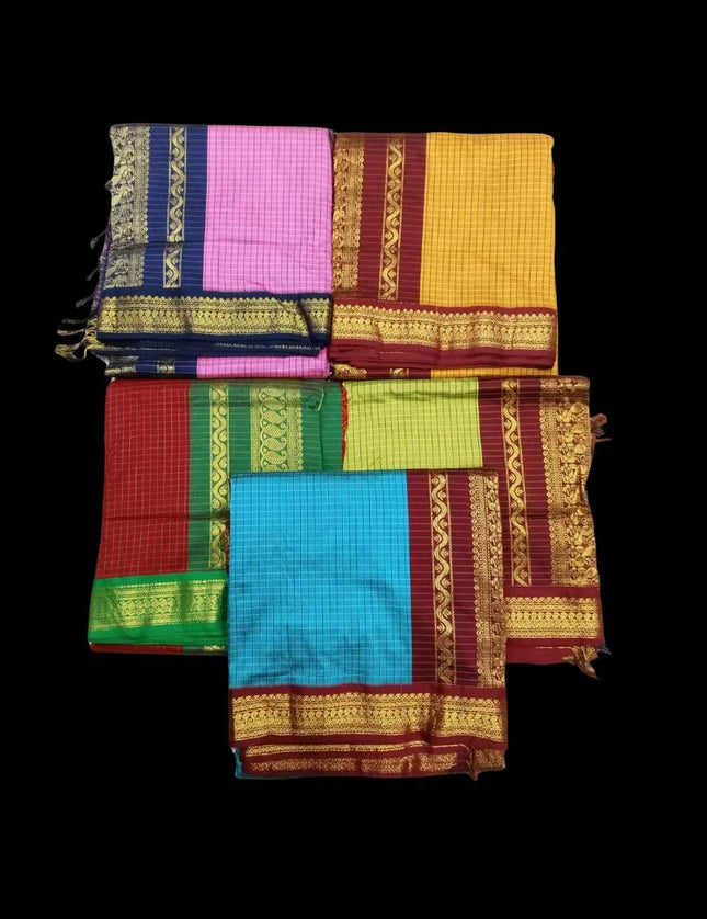 M C Kalyani Arni Checks 9 Yards Sarees