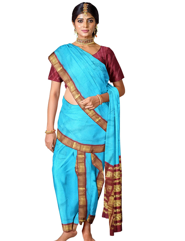 M C Kalyani Arni Checks 9 Yards Sarees