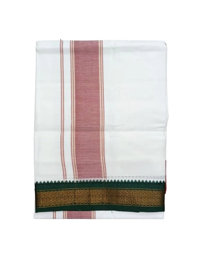 Men Cotton 10KAN Mayilkan Jari Double Dhoti- 3.60m