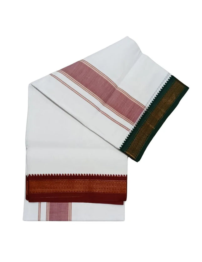 Men Cotton 10KAN Mayilkan Jari Double Dhoti- 3.60m