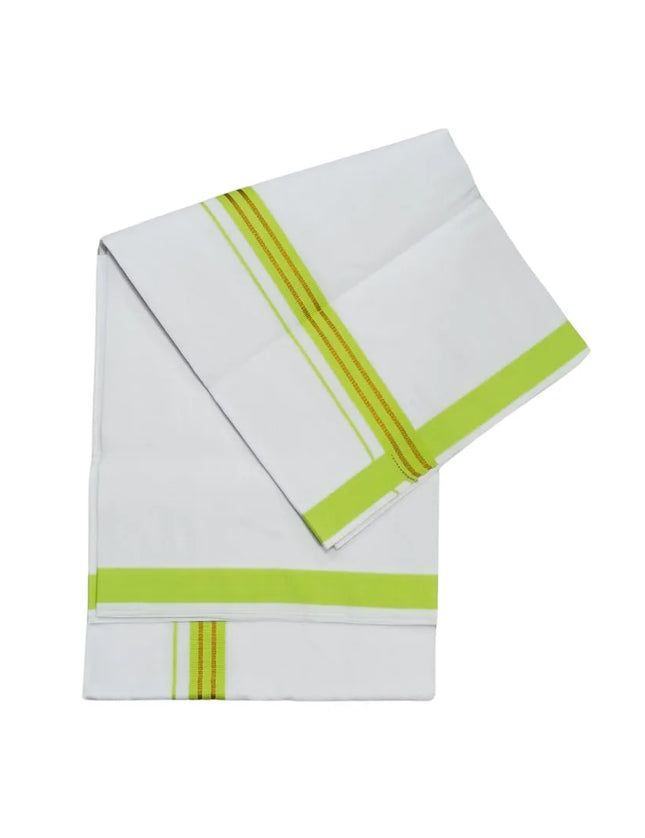 Men Cotton 1INCH Thillana Jari Double Dhoti- 3.60m