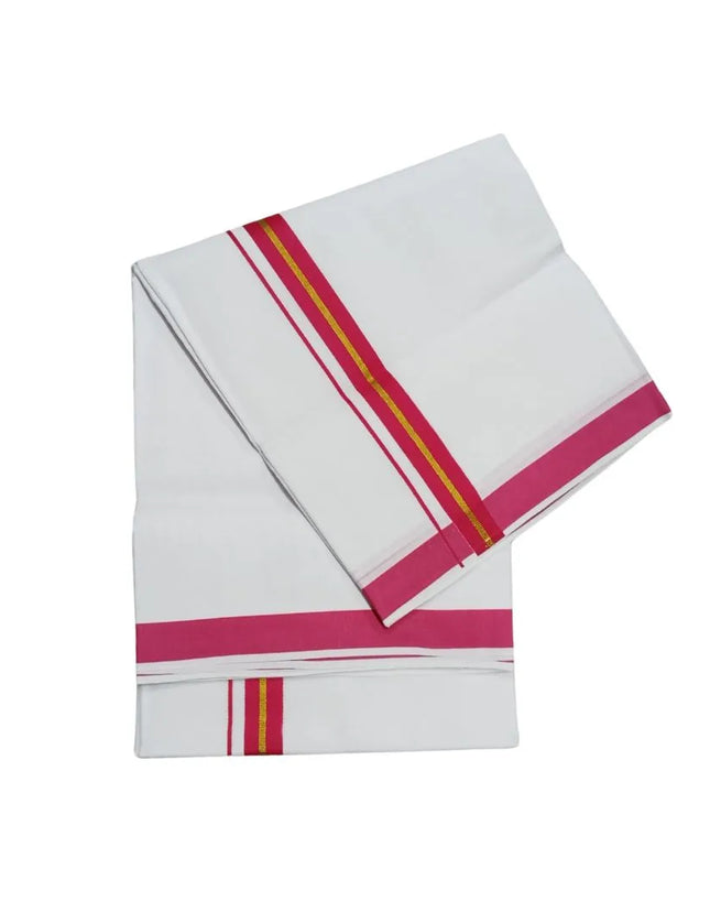 Men Cotton 1INCH Thillana Jari Double Dhoti- 3.60m