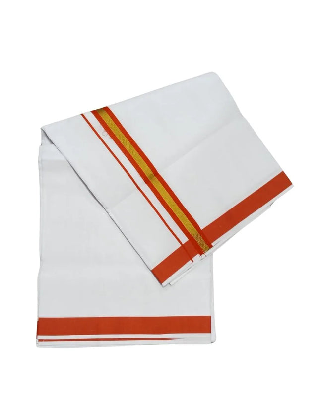 Men Cotton 1INCH Thillana Jari Double Dhoti- 3.60m