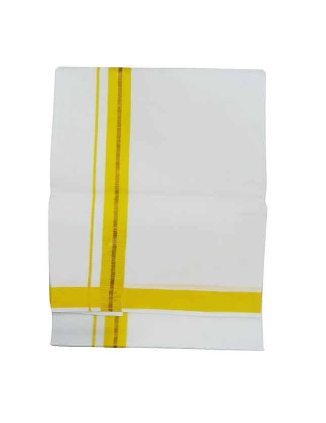 Men Cotton 1INCH Thillana Jari Double Dhoti- 3.60m