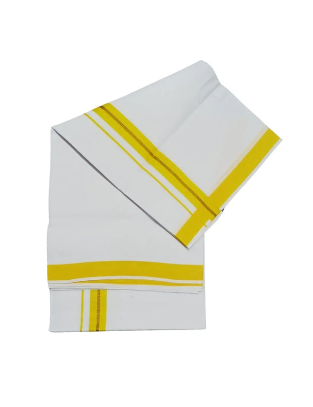 Men Cotton 1INCH Thillana Jari Double Dhoti- 3.60m