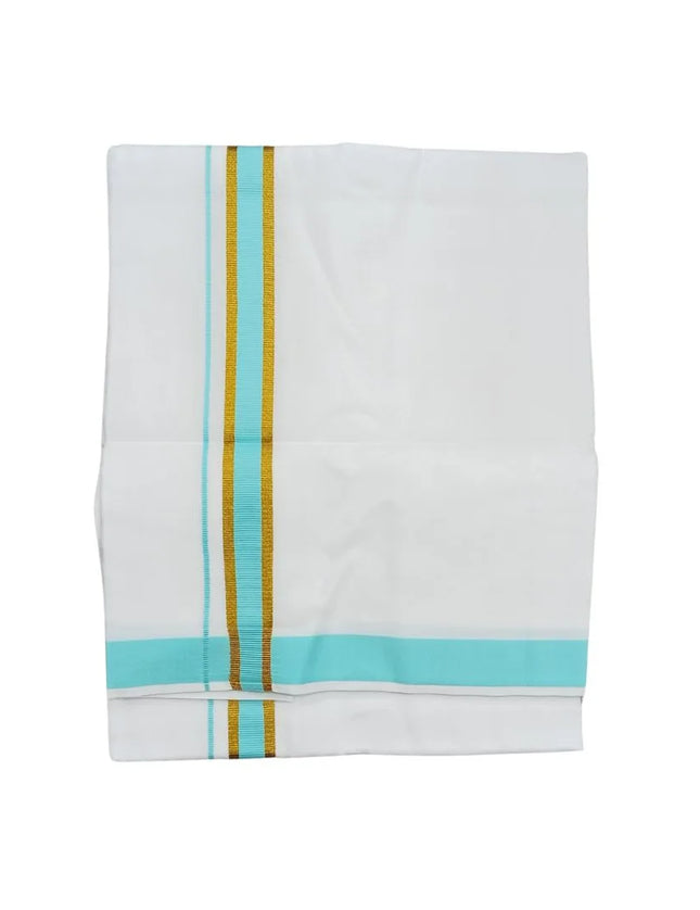 Men Cotton 1INCH Thillana Jari Double Dhoti- 3.60m