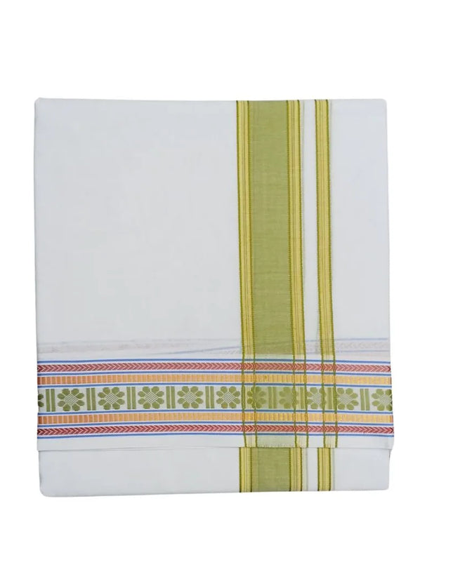 Men Cotton 2INCH Center Pet Double Dhoti- 3.66m