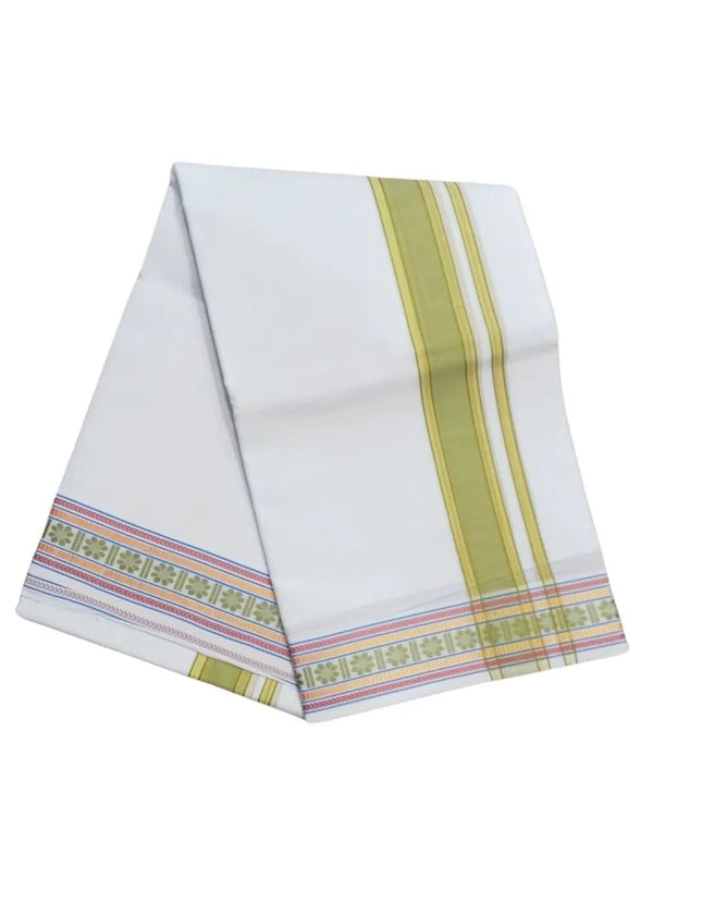 Men Cotton 2INCH Center Pet Double Dhoti- 3.66m
