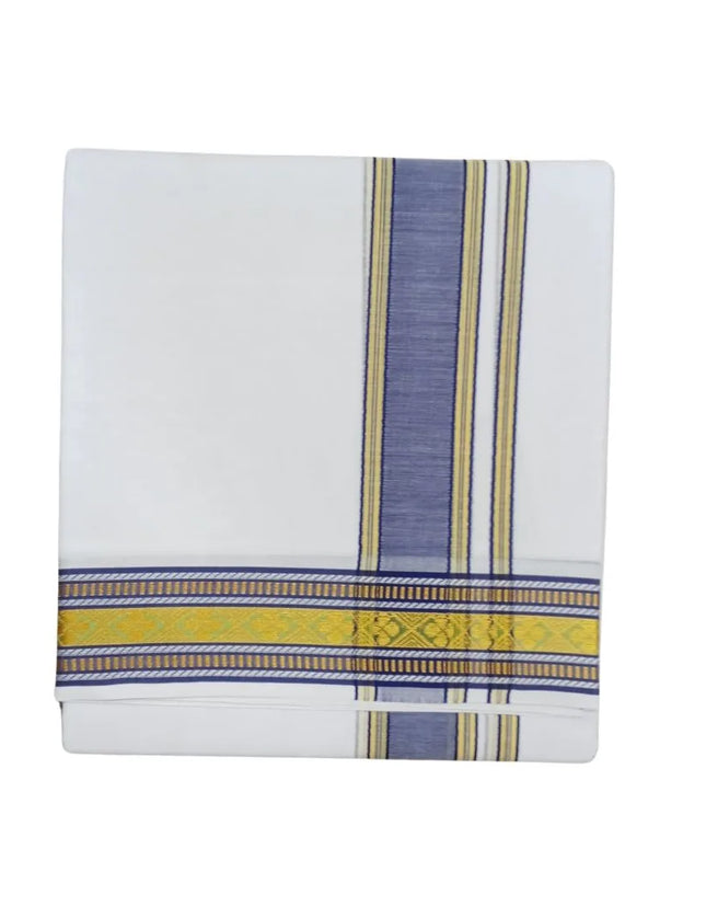 Men Cotton 2INCH Center Pet Double Dhoti- 3.66m