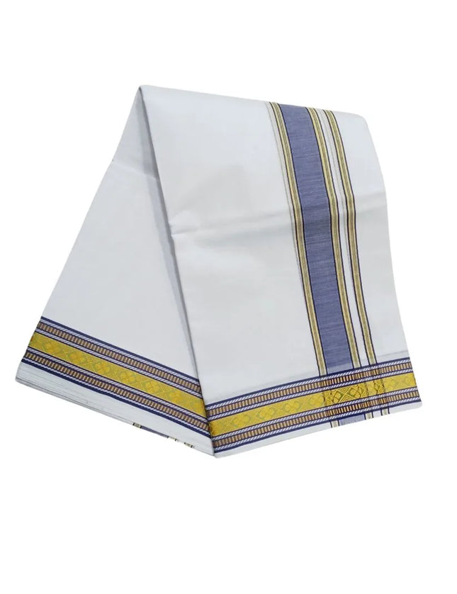 Men Cotton 2INCH Center Pet Double Dhoti- 3.66m