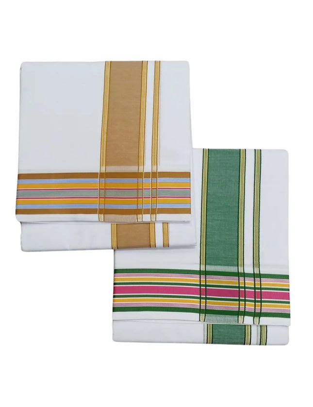 Men Cotton 2INCH Fancy Double Dhoti- 3.66m