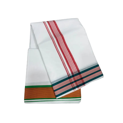 MEN PURE COTTON 1.5 INCH THILLANA DUAL COLOUR  PANCHAKACHAM DHOTI -9X5