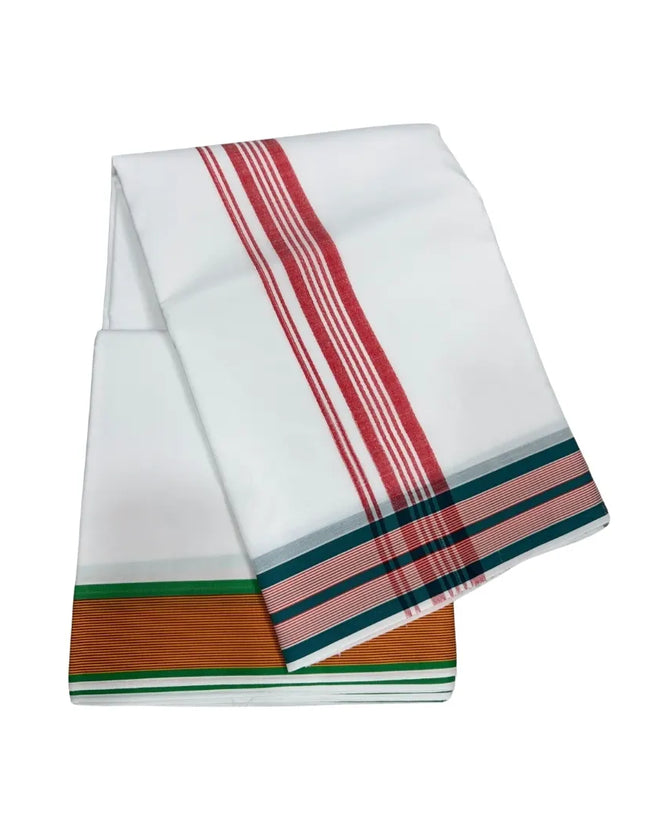MEN COTTON 2 INCH SEER BORDER PANCHAKACHAM DHOTI -9X5