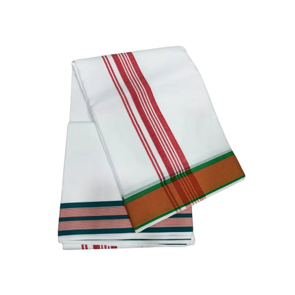 MEN PURE COTTON 1.5 INCH THILLANA DUAL COLOUR  PANCHAKACHAM DHOTI -9X5
