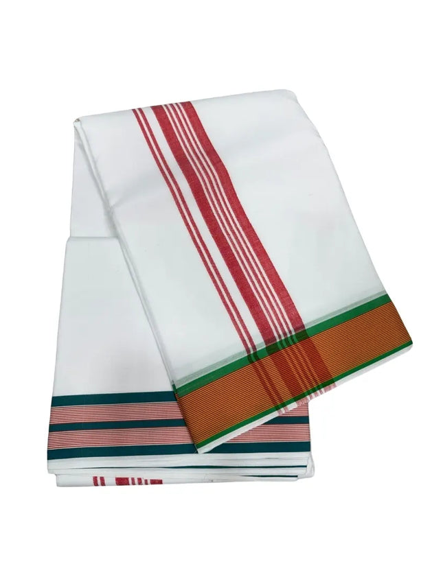 MEN COTTON 2 INCH SEER BORDER PANCHAKACHAM DHOTI -9X5