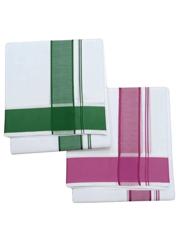 Men Cotton 2INCH Thillana Double Dhoti- 3.66m