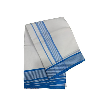 MEN COTTON 2 INCH WHITE SEER PANCHAKACHAM DHOTI - 9X5