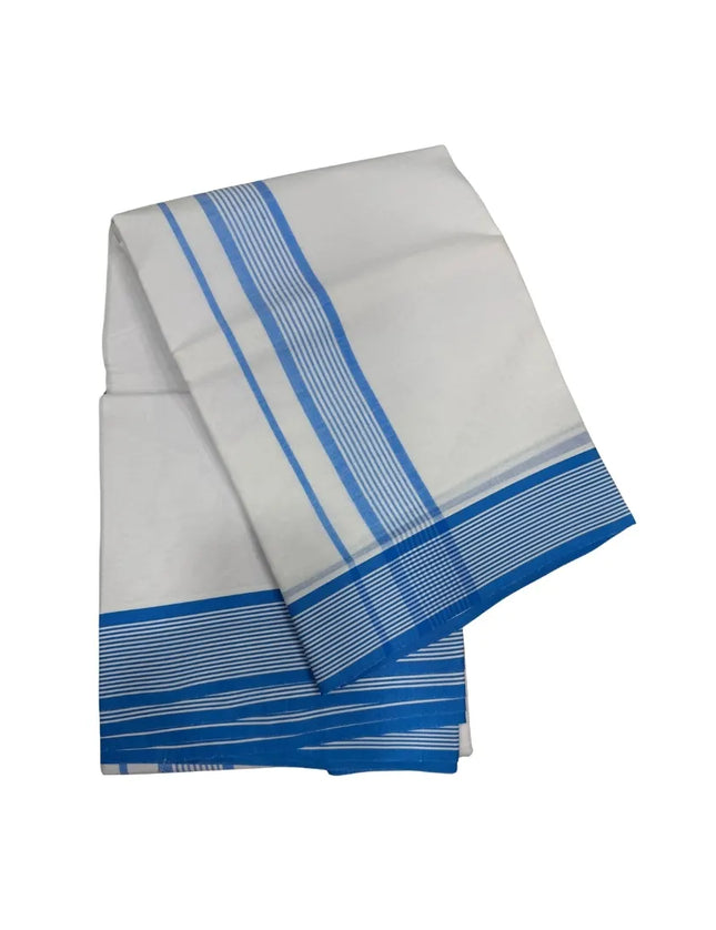 MEN COTTON 2 INCH WHITE SEER PANCHAKACHAM DHOTI - 9X5