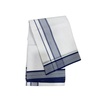 MEN COTTON 2 INCH WHITE SEER PANCHAKACHAM DHOTI - 9X5