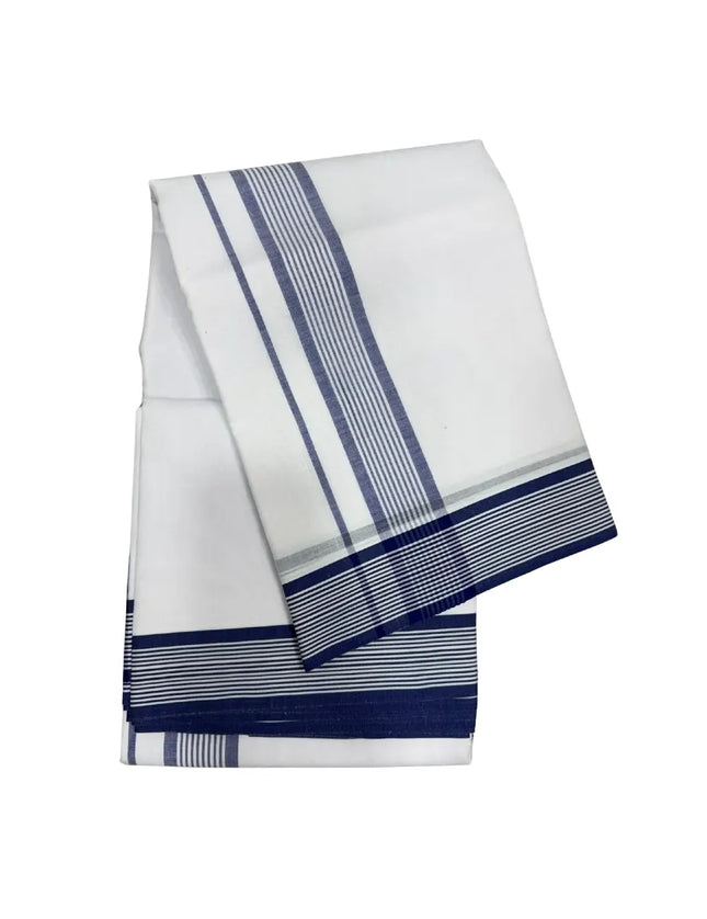 MEN COTTON 2 INCH WHITE SEER PANCHAKACHAM DHOTI - 9X5