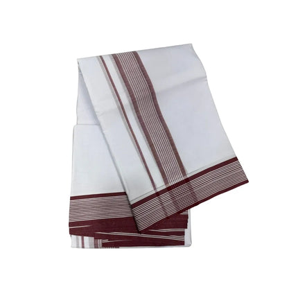 MEN COTTON 2 INCH WHITE SEER PANCHAKACHAM DHOTI - 9X5