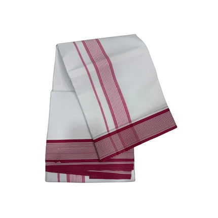 MEN COTTON 2 INCH WHITE SEER PANCHAKACHAM DHOTI - 9X5