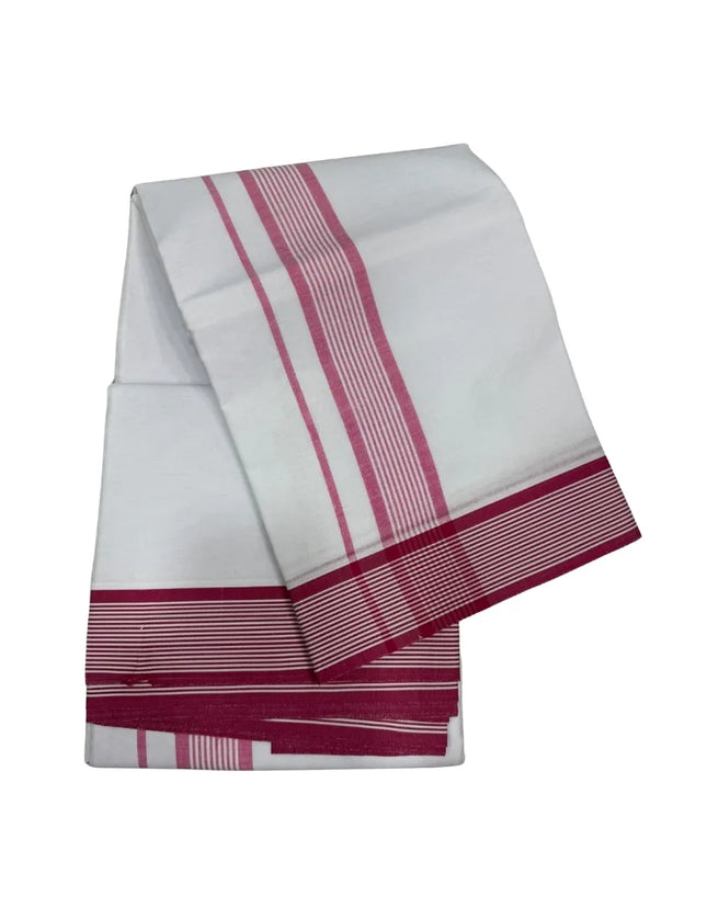 MEN COTTON 2 INCH WHITE SEER PANCHAKACHAM DHOTI - 9X5