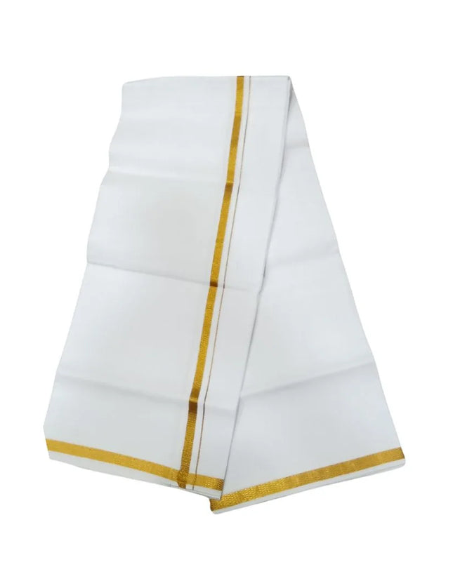 Men Cotton 30K Jari Double Dhoti- 3.66m