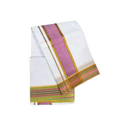 MEN COTTON 3 INCH DESIGN PATE PANCHAKACHAM DHOTI - 9X5