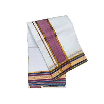 MEN COTTON 3 INCH DESIGN PATE PANCHAKACHAM DHOTI - 9X5