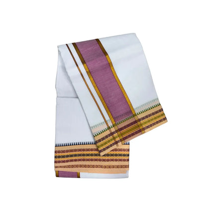 MEN COTTON 3 INCH DESIGN PATE PANCHAKACHAM DHOTI - 9X5