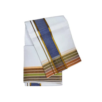 MEN COTTON 3 INCH DESIGN PATE PANCHAKACHAM DHOTI - 9X5
