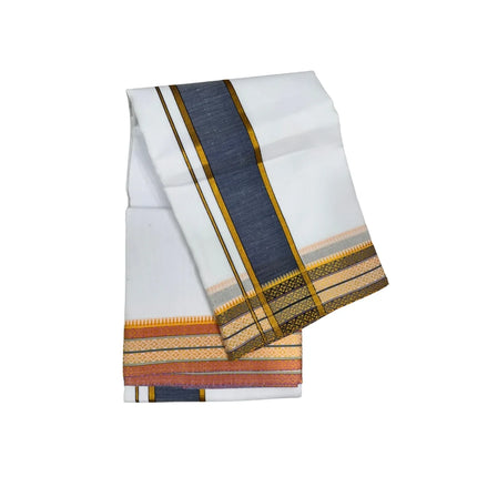 MEN COTTON 3 INCH DESIGN PATE PANCHAKACHAM DHOTI - 9X5